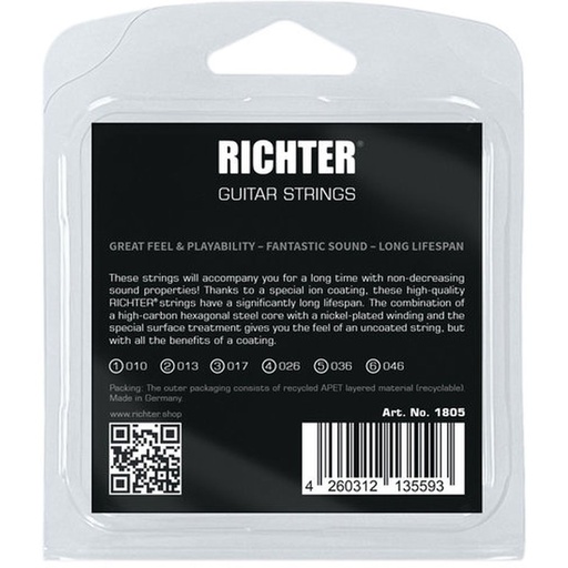 [RI117458] Richter Electric Guitar Strings 6 String Medium Gauge 010 - 046