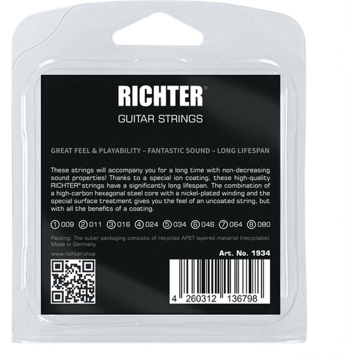 [RI117482] Richter Electric Guitar Strings 8 String 009 - 080