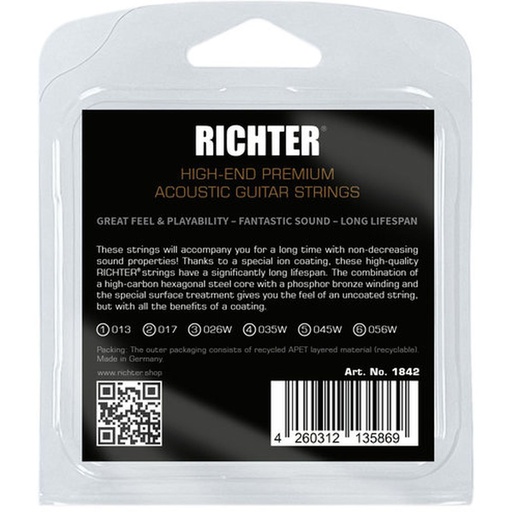 [RI117493] Richter Acoustic Guitar Strings 6 String Medium Gauge 013 - 056