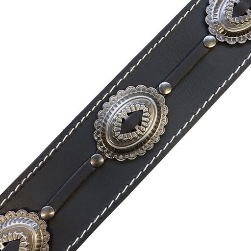 [RI117626] Richter Raw II Concho Guitar Strap Black / Old Silver