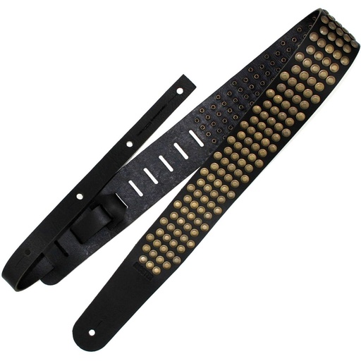 [RI117675] Richter Raw II Rivet Guitar Strap Black / Old Gold