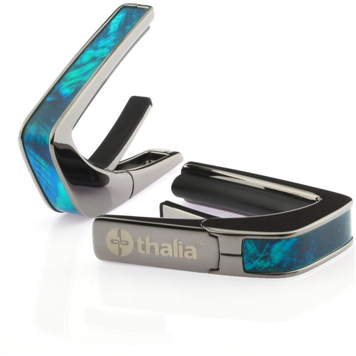 [THCB200TW] Thalia Capos Black Chrome Finish Capo w/ Teal Angel Wing Inlay