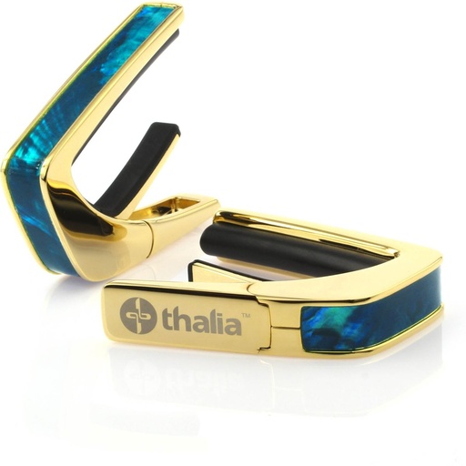 [THCG200TW] Thalia Capos 24K Gold Finish Capo w/ Teal Angel Wing Inlay