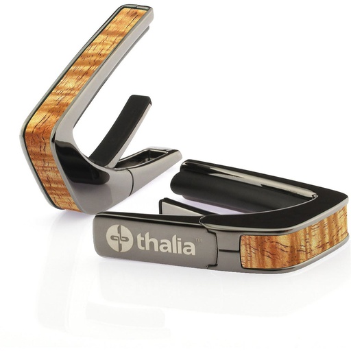 [THCB200HK] Thalia Capos Black Chrome Finish Capo w/ AAA Hawaiian Koa Inlay