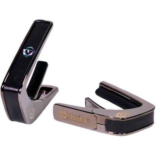 [TH-GLDCB-02] Thalia Capos Guild Black Chrome Finish Capo Ebony Inked On Black Ripple