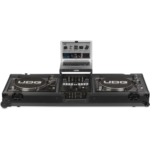 [U91028BL2] UDG Ultimate Flight Case Set PLX9/SL1200 Blk MK2 Plus (Laptop Shelf+Wheels)