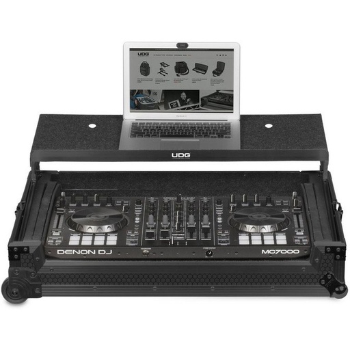 [U91054BL] UDG Ultimate Flight Case Multi Format XXL Blk Plus (Laptop Shelf Trolley+Wheels)