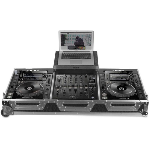 [U92026SL] UDG Ultimate Flight Case Set CDJ 2000/900 Nexus II Slv Plus Laptop Shelf+Wheels