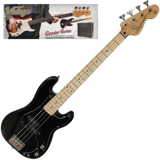 [VIP-V30MBLK] Vintage V30 Coaster 78 Bass Guitar Pack - Gloss Black