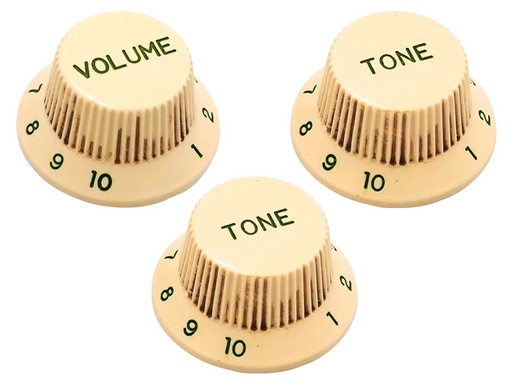 [H-MJP-SK6IV] Hosco Japan 60's ST Style Knob Set 1V + 2T Relic Aged Cream