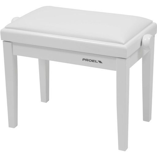 [PB90SBWWH] Proel Stage Piano Bench Bright White Frame Padded Seat w/ Wh Imitation Leather