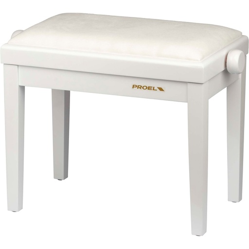 [PB90VBWWH] Proel Stage Piano Bench Bright White Frame Padded Seat w/ Wh Velvet Cover