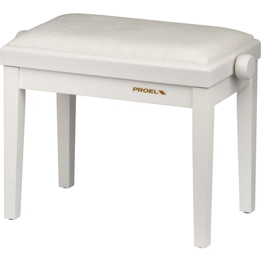 [PB90VSWWH] Proel Stage Piano Bench Matt White Frame Padded Seat w/ Wh Velvet Cover