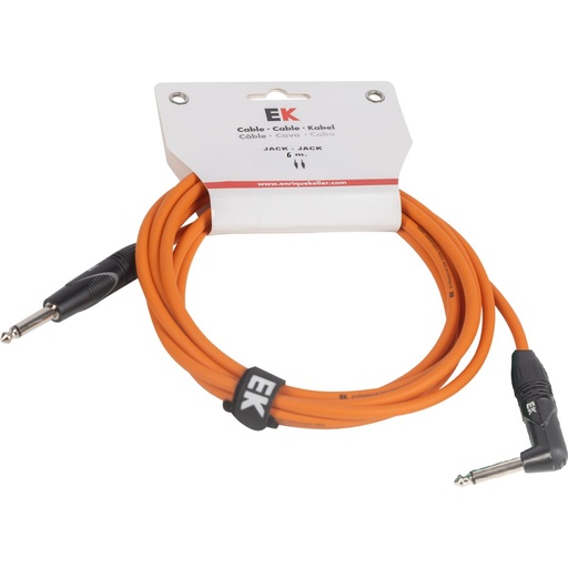 [PJJ0066OR] EK Cable Audio For Guitar Jack Straight-Elbow 6m Orange